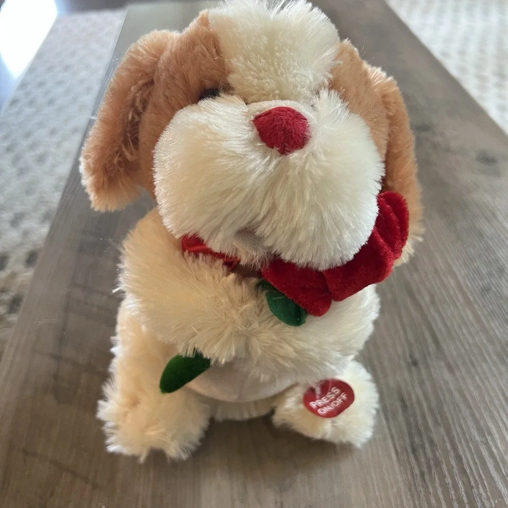 2015 Animatronics Brown White Plush Dog Sings 